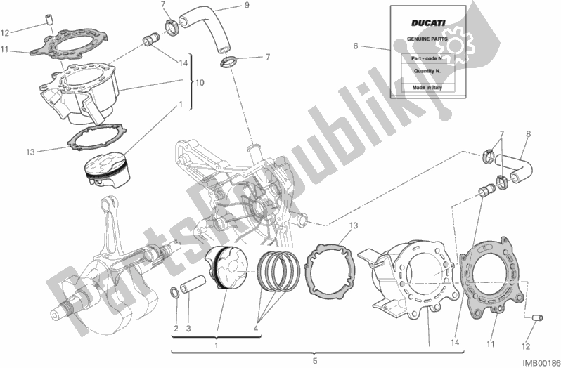 All parts for the Cylinders - Pistons of the Ducati Hypermotard Hyperstrada USA 821 2013